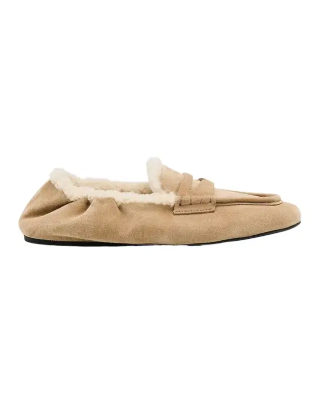 Shearling Lined Suede Penny Loafers