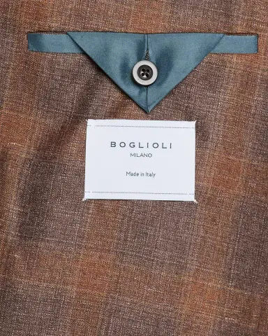Boglioli Men 's Wool, Silk, and Linen Plaid Two-Button Blazer | Thumbnail 6