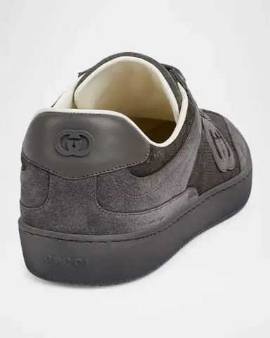 Gucci Mens G74 Tonal Canvas and Suede Sneakers | Thumbnail 3 Gucci Mens G74 Tonal Canvas and Suede Sneakers | Thumbnail 3