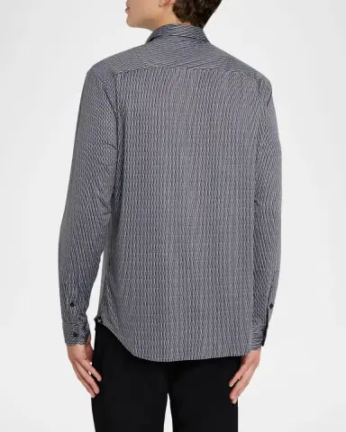 Emporio Armani Men's Geometric Stretch Sport Shirt | Thumbnail 3