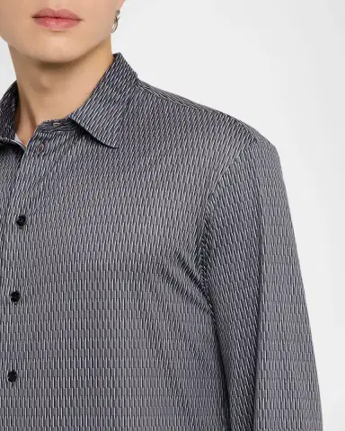 Emporio Armani Men's Geometric Stretch Sport Shirt | Thumbnail 5