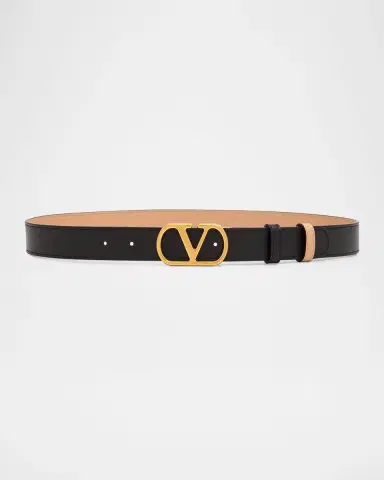 Valentino Garavani VLogo Signature Reversible Leather Belt, 30mm | Thumbnail 3