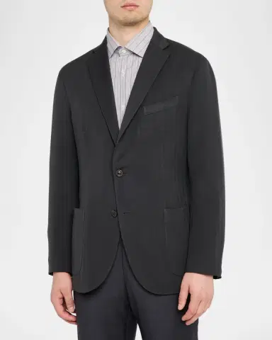 Boglioli Men's Herringbone Two-Button Wool Jacket | Thumbnail 4