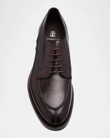 Brunello Cucinelli Men's Burnished Calfskin Derby Shoes | Thumbnail 6 Brunello Cucinelli Men's Burnished Calfskin Derby Shoes | Thumbnail 6