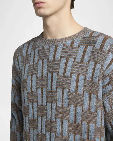 Giorgio Armani Men's Basketweave Wool Crewneck Sweater | Thumbnail 5