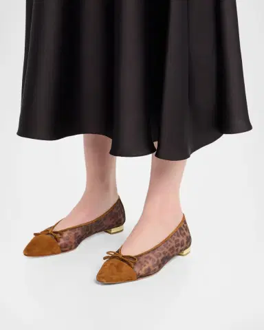 Aquazzura Gioia Leopard Mesh and Suede Ballet Flats | Thumbnail 2