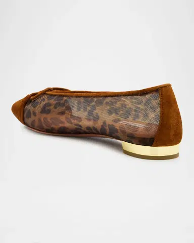 Aquazzura Gioia Leopard Mesh and Suede Ballet Flats | Thumbnail 4