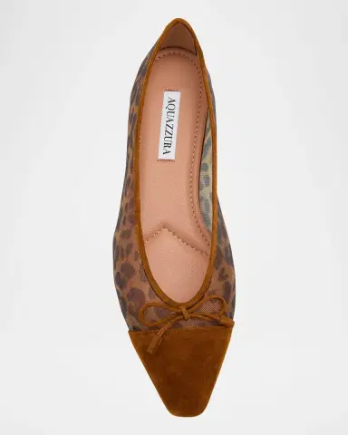 Aquazzura Gioia Leopard Mesh and Suede Ballet Flats | Thumbnail 6