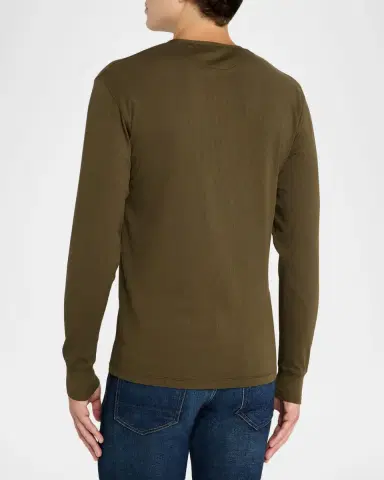 TOM FORD Men's Ribbed Long-Sleeve Henley Tee | Thumbnail 2