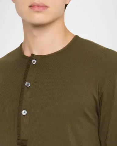 TOM FORD Men's Ribbed Long-Sleeve Henley Tee | Thumbnail 4