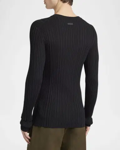 Dolce & Gabbana Men 's Silk and Cotton Ribbed Crewneck Sweater | Thumbnail 2
