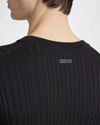 Dolce & Gabbana Men 's Silk and Cotton Ribbed Crewneck Sweater | Thumbnail 5