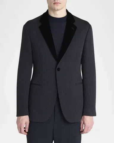 Giorgio Armani Men's Velvet-Lapel Textured Dinner Jacket | Thumbnail 3 Giorgio Armani Men's Velvet-Lapel Textured Dinner Jacket | Thumbnail 3