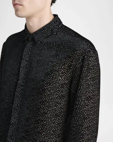 Giorgio Armani Men's Diagonal-Woven Viscose Dress Shirt | Thumbnail 5 Giorgio Armani Men's Diagonal-Woven Viscose Dress Shirt | Thumbnail 5