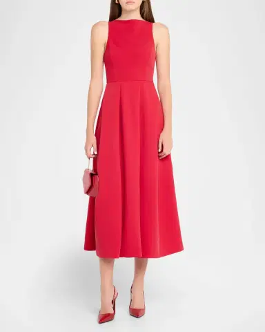 Emporio Armani Sleeveless Pleated Techno Cady Midi Dress | Thumbnail 2 Emporio Armani Sleeveless Pleated Techno Cady Midi Dress | Thumbnail 2
