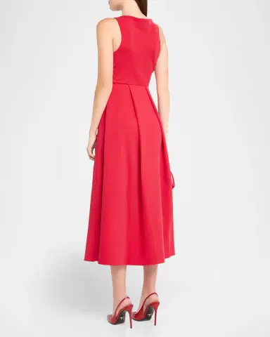 Emporio Armani Sleeveless Pleated Techno Cady Midi Dress | Thumbnail 3 Emporio Armani Sleeveless Pleated Techno Cady Midi Dress | Thumbnail 3