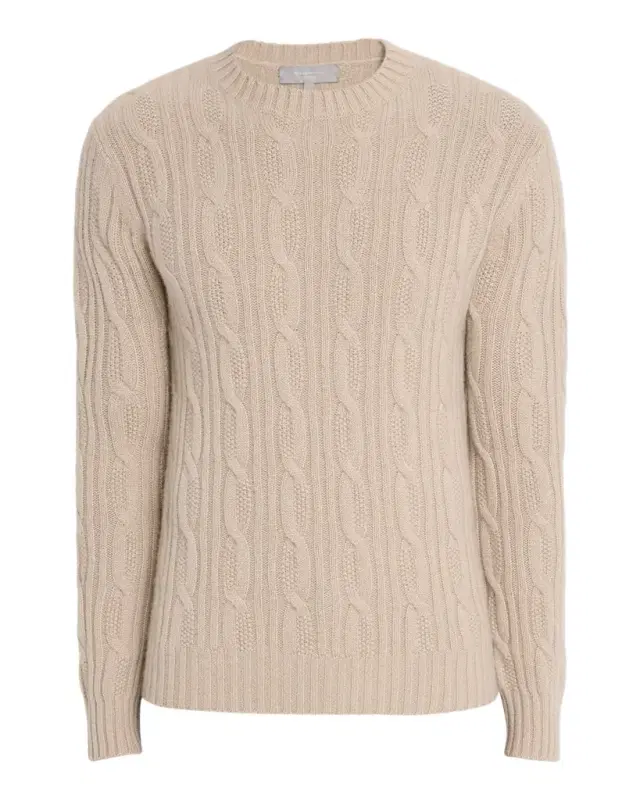 Men 's Cashmere Cable Knit Crewneck Sweater