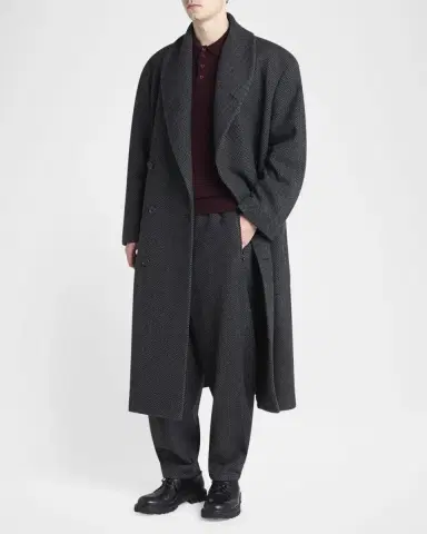 Giorgio Armani Men's Cashmere Herringbone Double-Breasted Overcoat | Thumbnail 4 Giorgio Armani Men's Cashmere Herringbone Double-Breasted Overcoat | Thumbnail 4