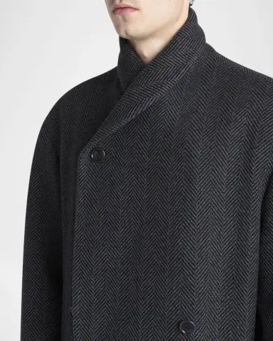 Giorgio Armani Men's Cashmere Herringbone Double-Breasted Overcoat | Thumbnail 5 Giorgio Armani Men's Cashmere Herringbone Double-Breasted Overcoat | Thumbnail 5