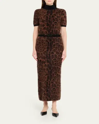 Adam Lippes Ari Leopard Print Brushed Cashmere Sweater | Thumbnail 2