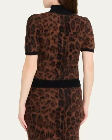 Adam Lippes Ari Leopard Print Brushed Cashmere Sweater | Thumbnail 3