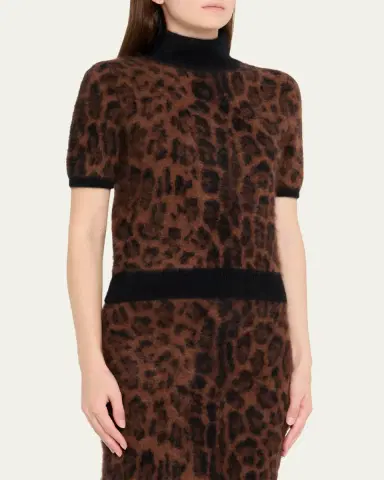 Adam Lippes Ari Leopard Print Brushed Cashmere Sweater | Thumbnail 4