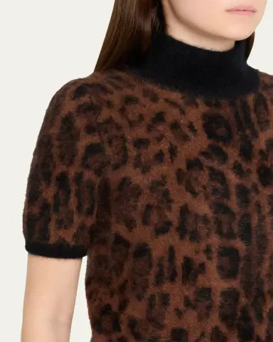 Adam Lippes Ari Leopard Print Brushed Cashmere Sweater | Thumbnail 5