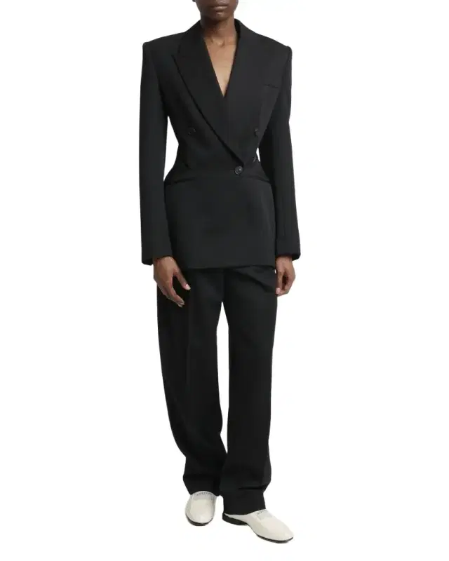 Slash Cutout Double-Breasted Blazer Jacket