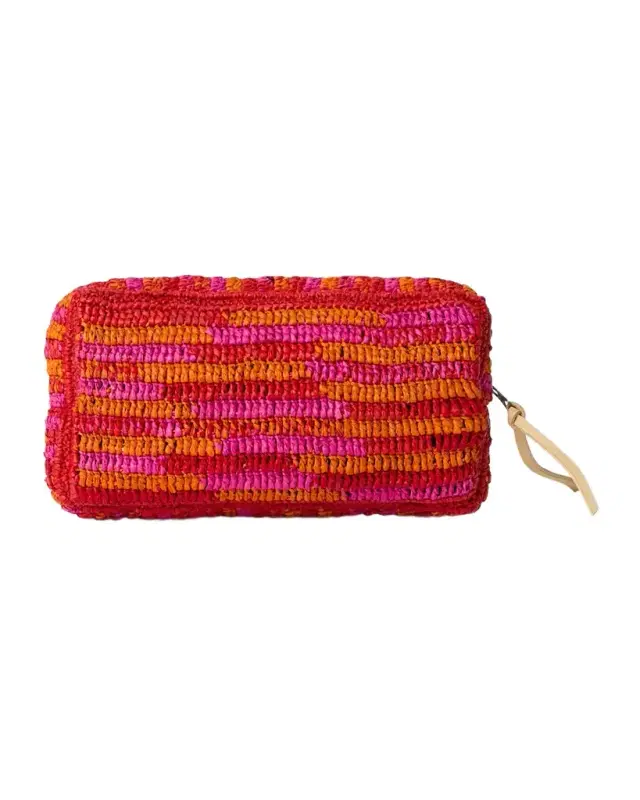 BTB Los Angeles Small Woven Straw Cosmetic Bag