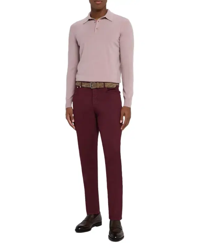 Men 's Cashmere Long-Sleeve Polo Sweater