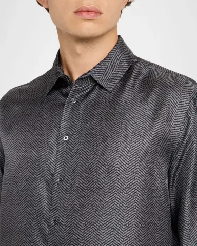 Giorgio Armani Men's Chevron Silk Dress Shirt | Thumbnail 5 Giorgio Armani Men's Chevron Silk Dress Shirt | Thumbnail 5