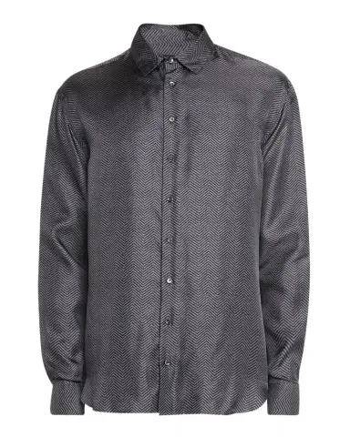 Giorgio Armani Men's Chevron Silk Dress Shirt | Thumbnail 1 Giorgio Armani Men's Chevron Silk Dress Shirt | Thumbnail 1