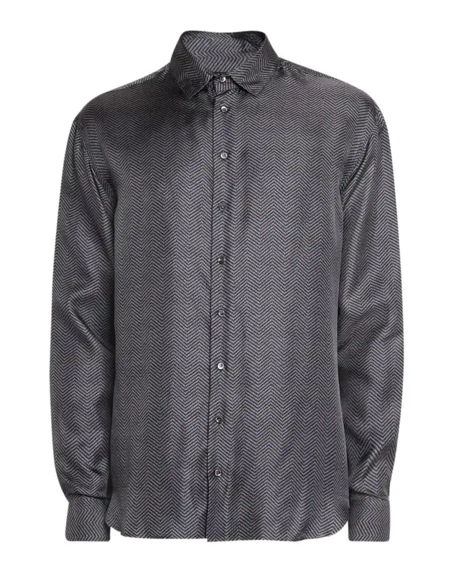 Men 's Chevron Silk Dress Shirt