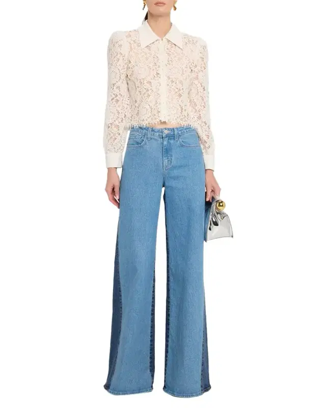 Anita Floral Lace Button-Front Blouse