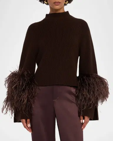 Lapointe Mock-Neck Feather Merino Wool Sweater | Thumbnail 4