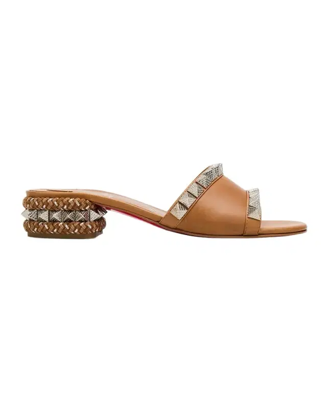 30mm Pyramule Leather Spike Mule Sandals