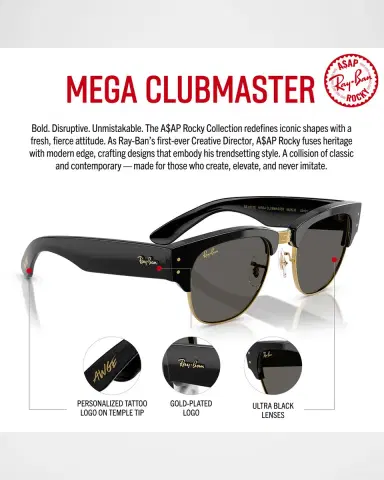 Ray-Ban Men's RB0316S Mega Clubmaster A$AP ROCKY Blacked Out Collection Square Sunglasses | Thumbnail 5