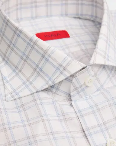 Isaia Men's Graph Check Cotton Spread-Collar Dress Shirt | Thumbnail 2 Isaia Men's Graph Check Cotton Spread-Collar Dress Shirt | Thumbnail 2