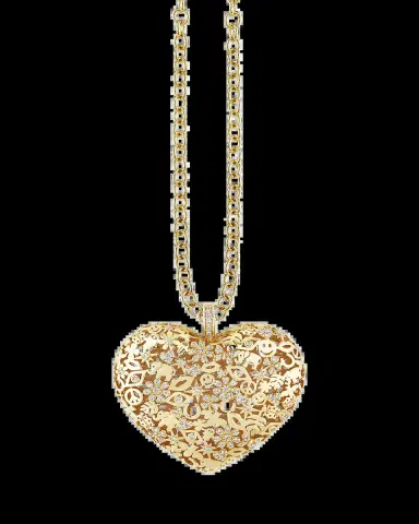 Sydney Evan XL Pave Puffy Icon Wallpaper Heart Charm Necklace | Thumbnail 2