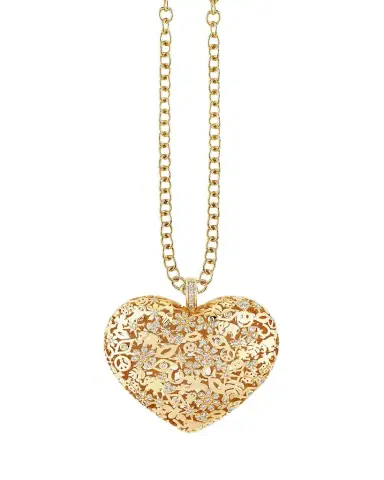 Sydney Evan XL Pave Puffy Icon Wallpaper Heart Charm Necklace | Thumbnail 1