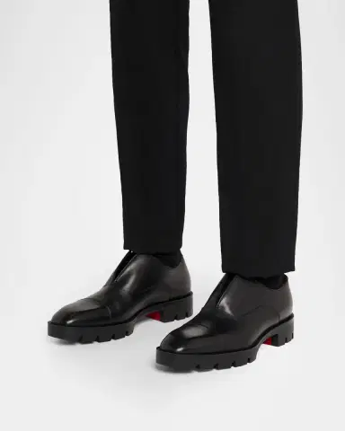 Christian Louboutin Men's Alpha Lion Flat Cap-Toe Lug-Sole Loafers | Thumbnail 2
