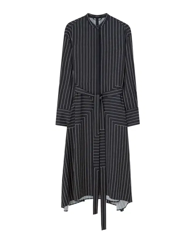 Orlana Striped Tie-Waist Midi Shirtdress