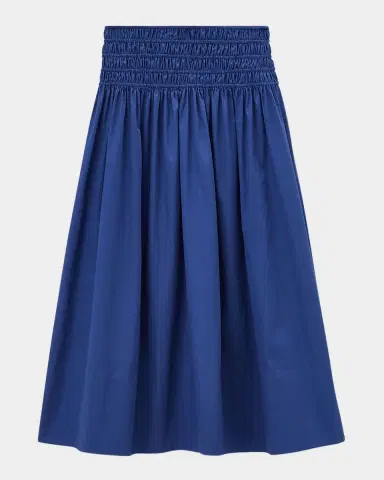 Joseph Leonie Smocked Cotton Midi Skirt | Thumbnail 3 Joseph Leonie Smocked Cotton Midi Skirt | Thumbnail 3