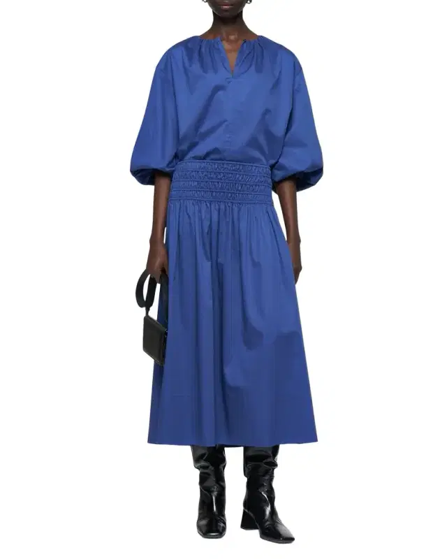 Leonie Smocked Cotton Midi Skirt