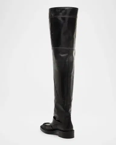 Saint Laurent Men's Joe Smooth Leather Over-The-Knee Boots | Thumbnail 4