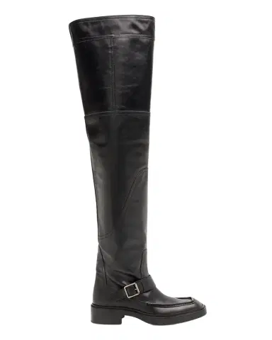 Saint Laurent Men's Joe Smooth Leather Over-The-Knee Boots | Thumbnail 1