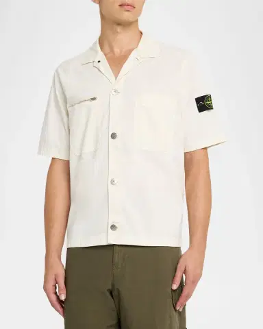 Stone Island Men's Cotton Twill Stretch Overshirt | Thumbnail 4