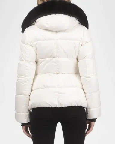 Gorski Short Down Apres-Ski Jacket with Detachable Toscana Lamb Hood Trim | Thumbnail 2