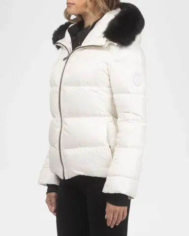 Gorski Short Down Apres-Ski Jacket with Detachable Toscana Lamb Hood Trim | Thumbnail 3