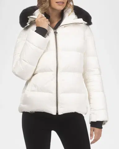 Gorski Short Down Apres-Ski Jacket with Detachable Toscana Lamb Hood Trim | Thumbnail 4